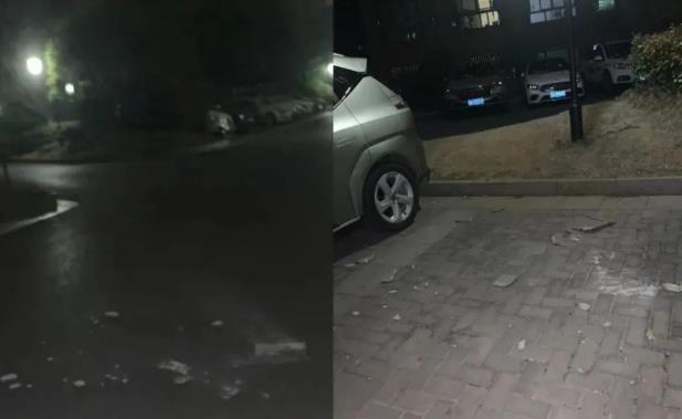 大风吹！昨夜南京有小区发生外墙脱落，一私家车惨遭粉碎性“毁容”